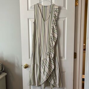 Zara Sleeveless Striped Ruffle Midi Dress - Size S